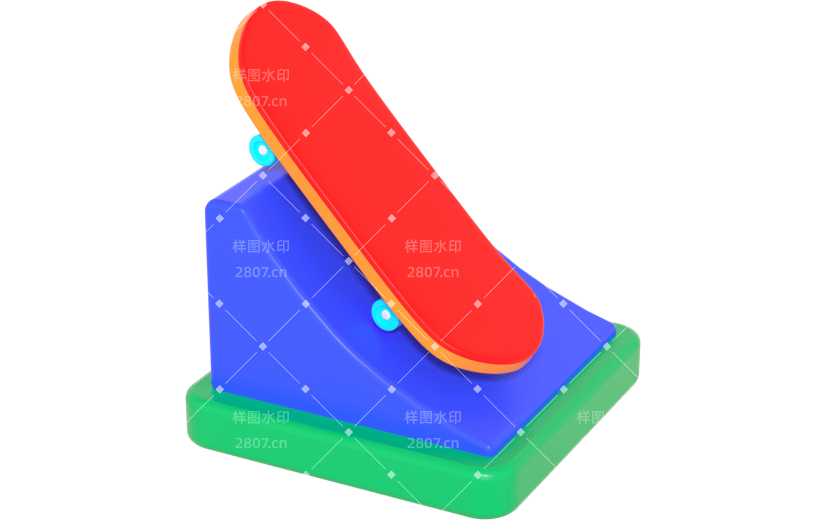3d创意体育运动滑板场景