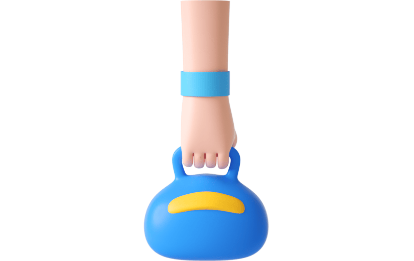 元素C4D立体蓝色卡通手举壶铃