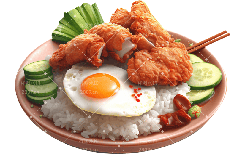 3D风格炸鸡鸡蛋美味套餐宣传元素