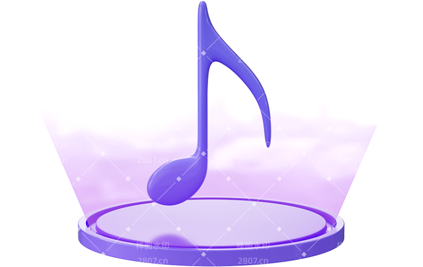 元素C4D卡通音符紫色音乐元素