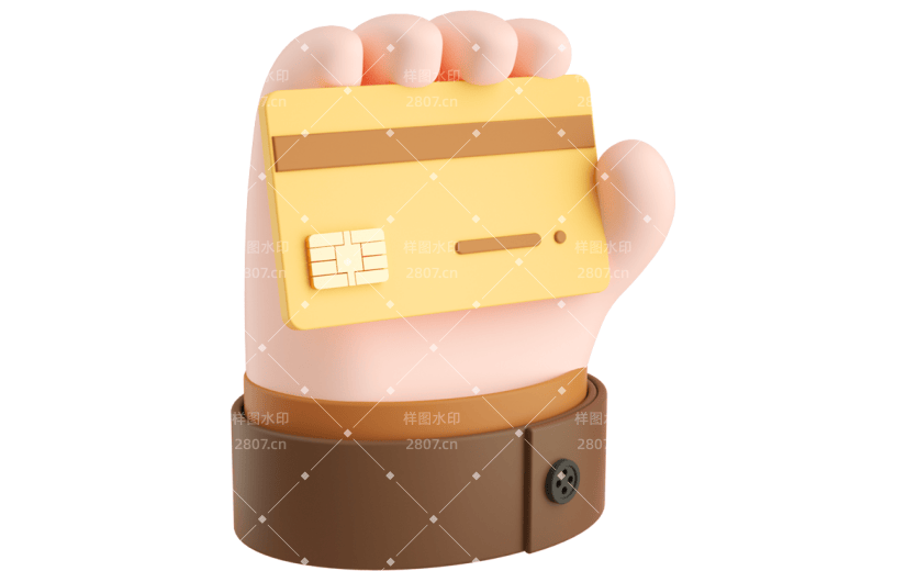 元素C4D立体金色质感金融银行办公手拿卡