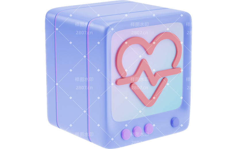 元素 C4D3D立体卡通医疗设备心电图