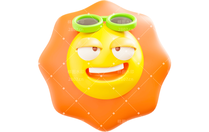 元素3D卡通太阳搞怪表情