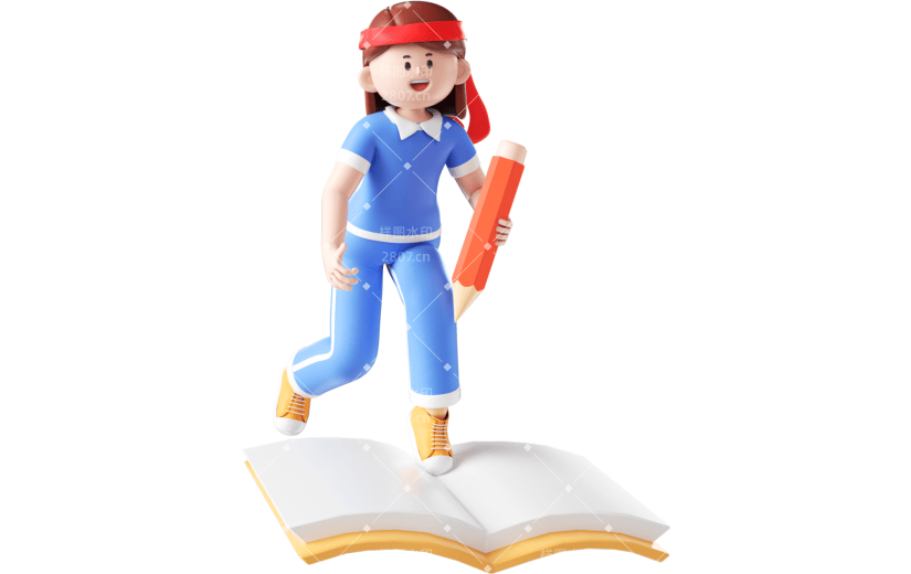 蓝色卡通风高考学生学习3D元素