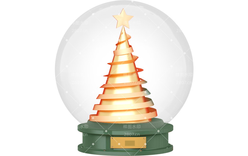 C4D金色圣诞节圣诞树水晶球3D元素