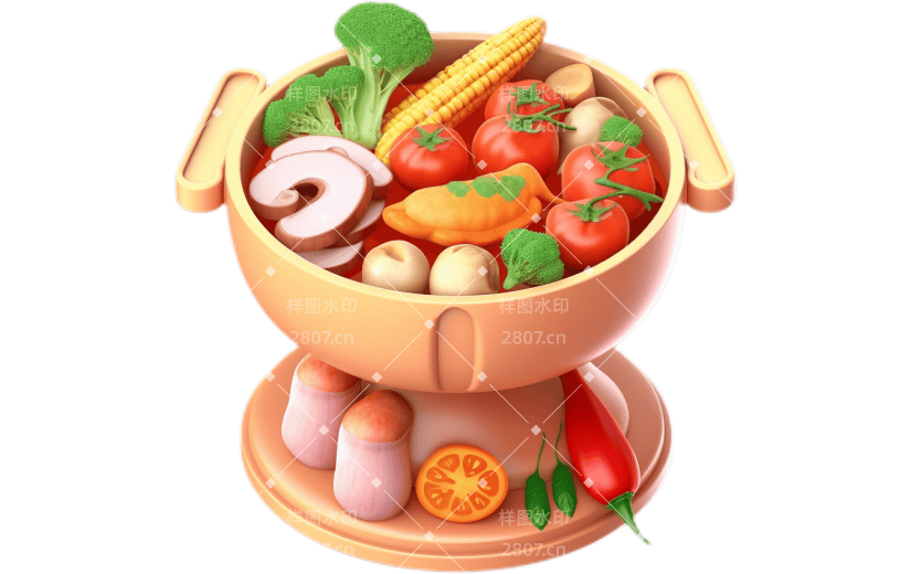 3D风格美食美味火锅宣传3D素材