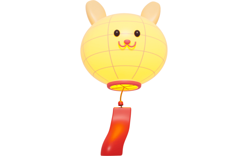 元素3D卡通中秋兔子灯笼