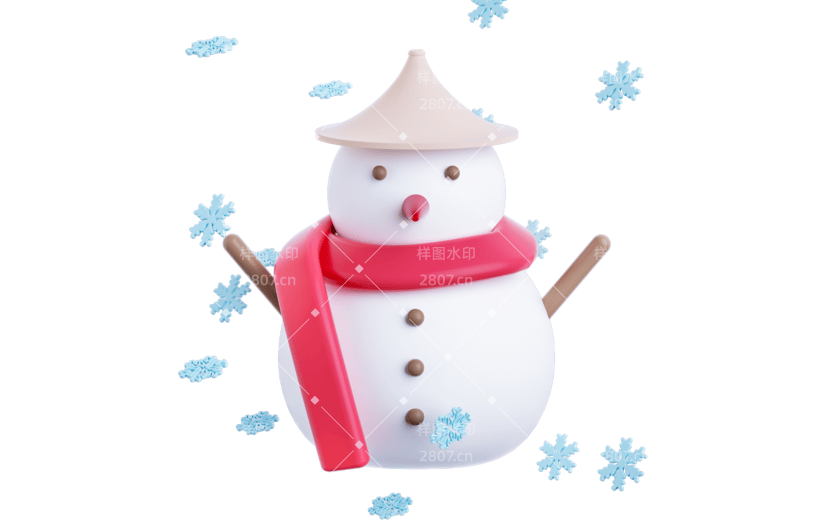 元素 C4D3D圣诞装饰元素雪人