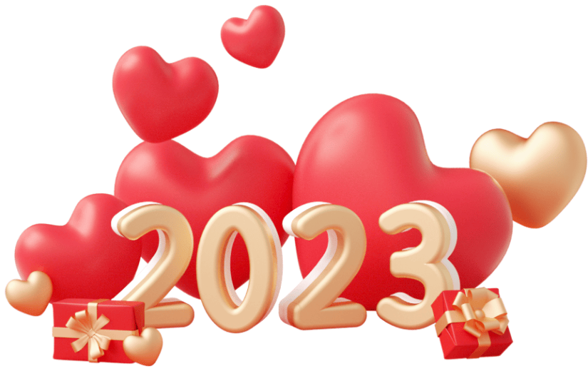 元素C4D立体红金创意2023爱心艺术字