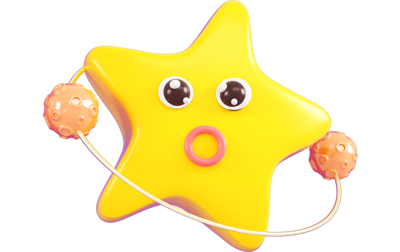 黄色简约风星星太空3D元素