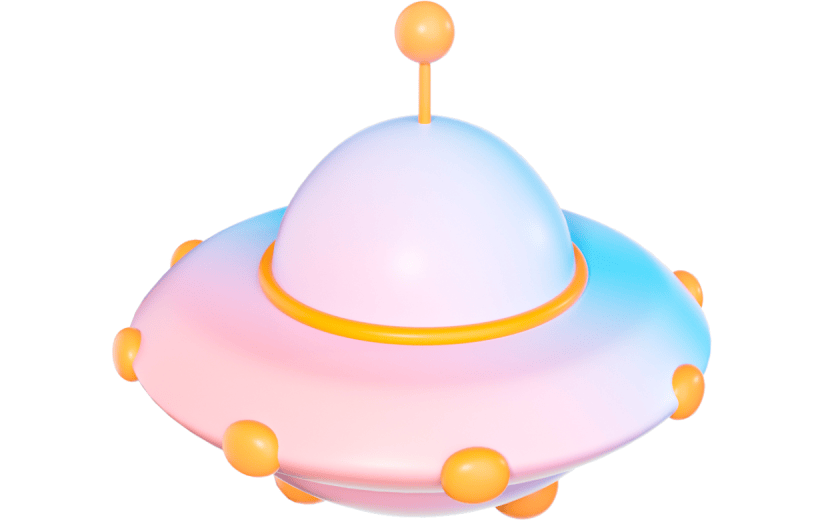 3D元素卡通科技宇宙飞船UFO