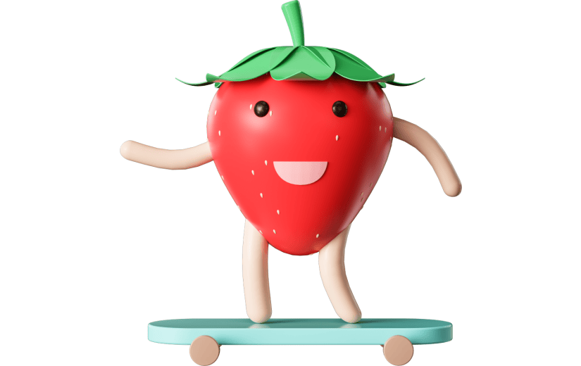 元素 C4D玩滑板的草莓