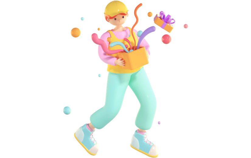 3D立体卡通创意消费购物人群促销活动人物元素