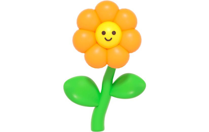 3d创意黄色卡通小花