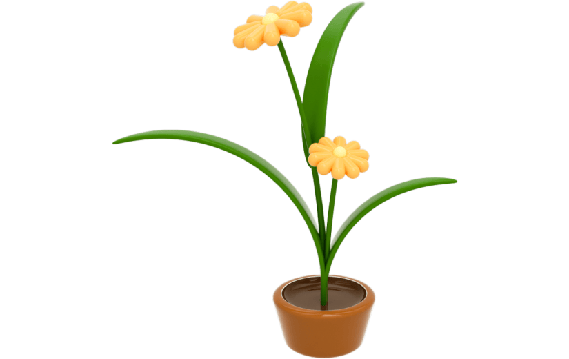 元素C4D卡通鲜花盆栽摆件