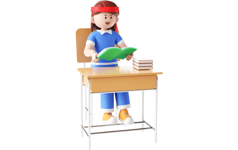 蓝色卡通风高考学生学习3D元素