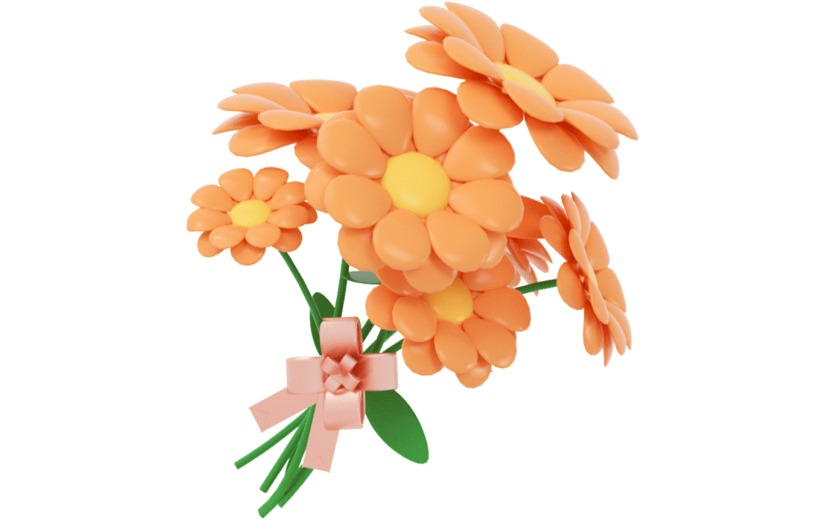 创意3d立体创意质感花束元素