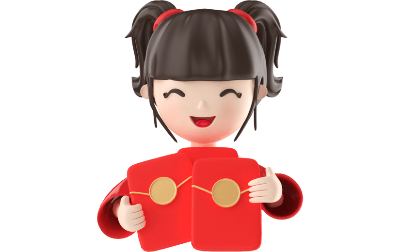 元素3D立体小女孩新年红包头像