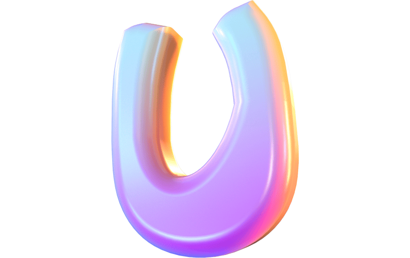渐变风字母U立体3D元素