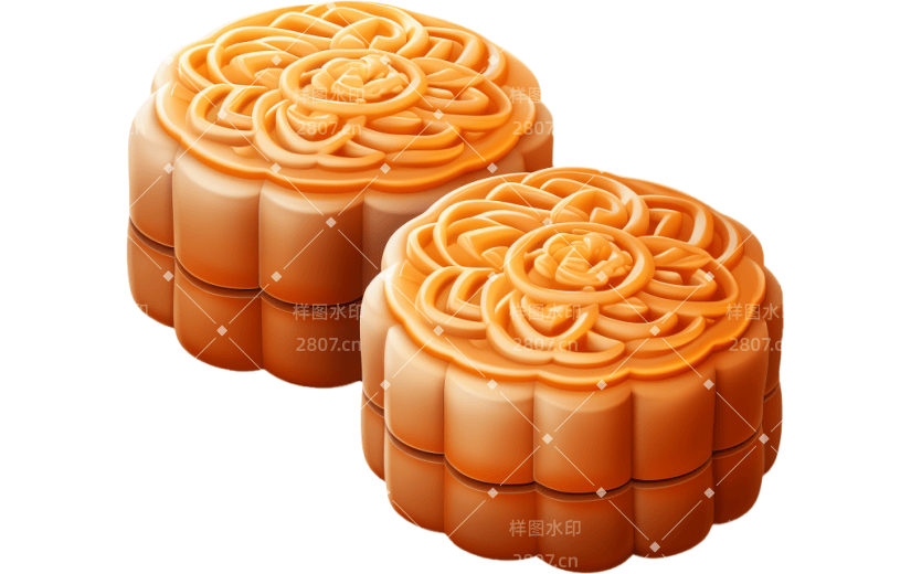 元素3D立体卡通中式月饼