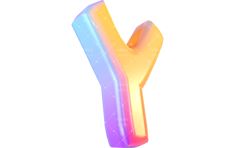 渐变风字母Y立体3D元素