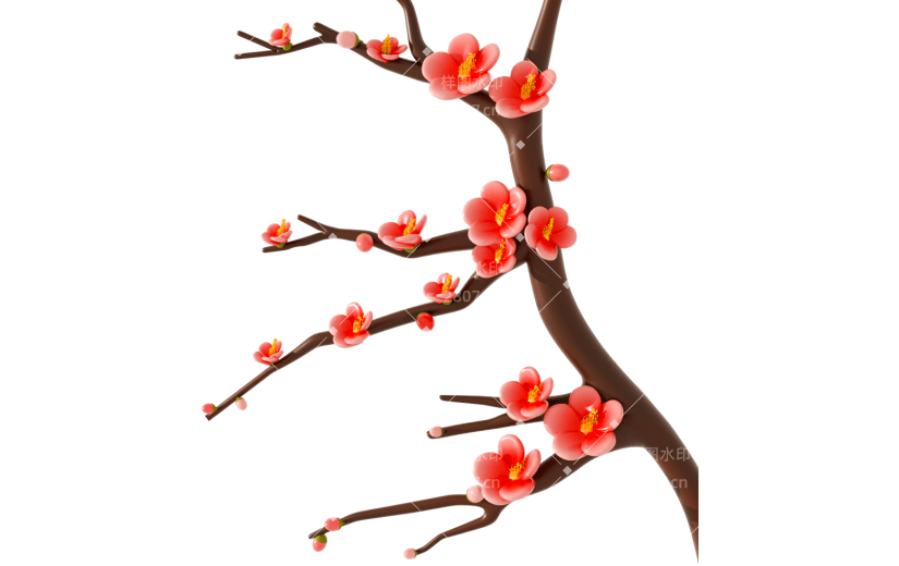 元素3D冬季植物寒梅