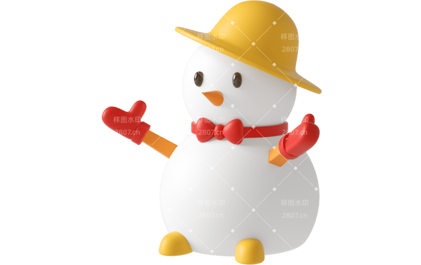 元素C4D立体白色卡通圣诞节雪人