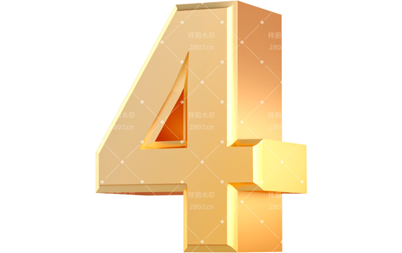 元素3D立体金色倒计时数字4