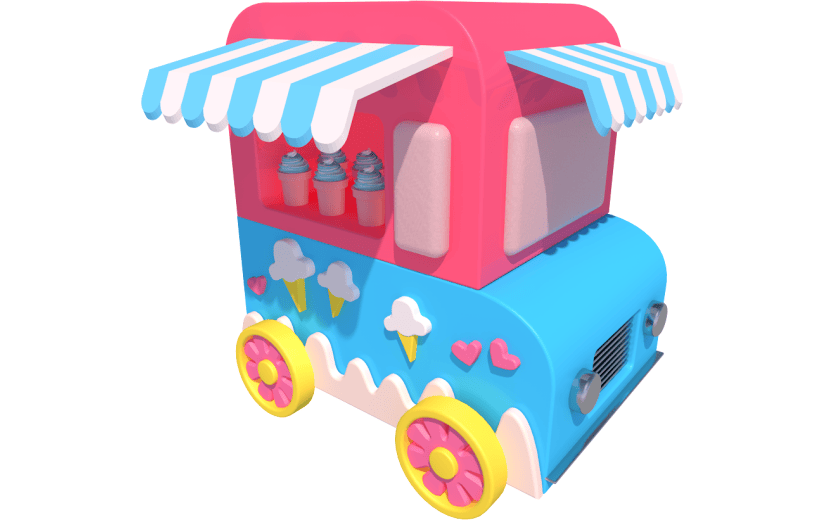 元素卡通3D卡通餐车