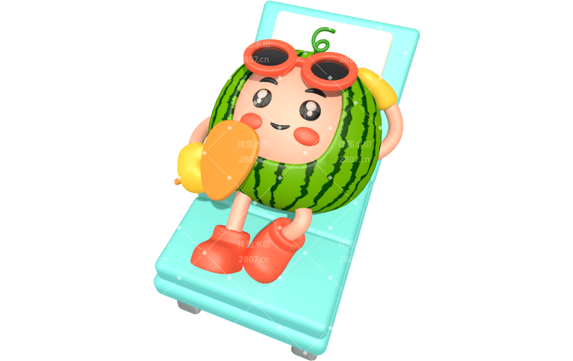 元素卡通3D拟态西瓜人物