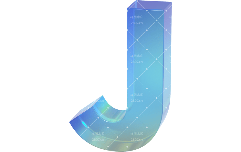 3d蓝色透明玻璃质感字母
