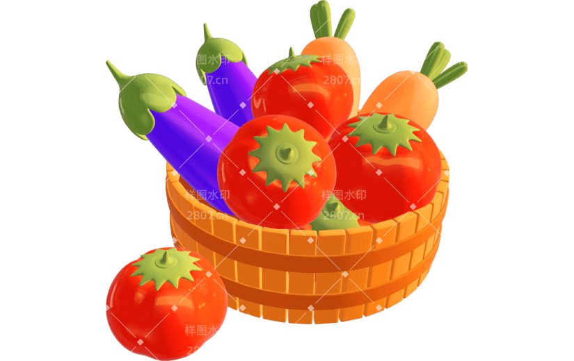 3D立体蔬果蔬菜丰收插画元素