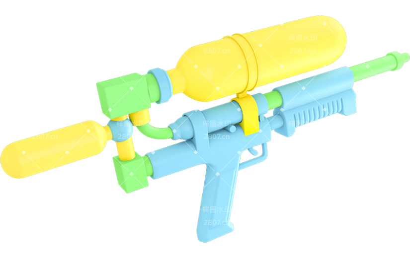 元素3D立体C4D儿童玩具夏日水枪玩具枪