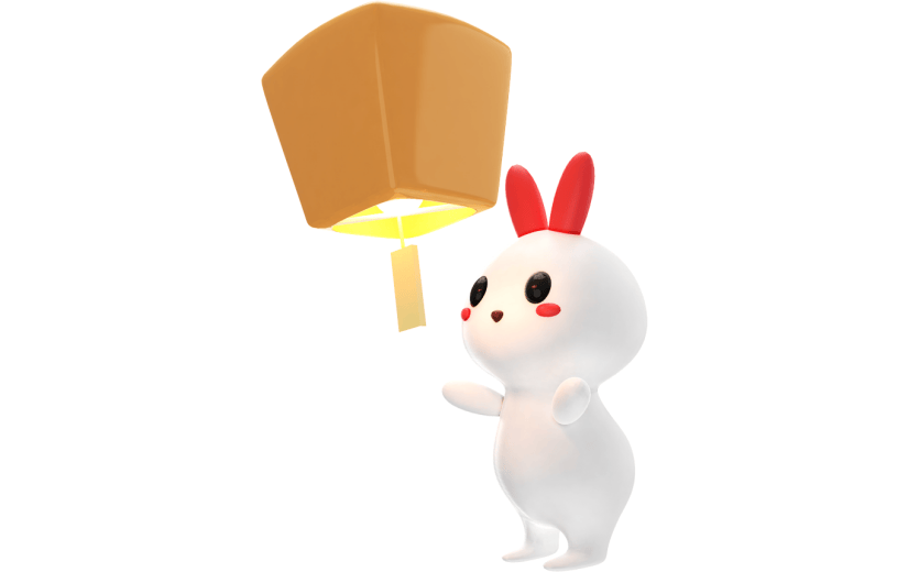 元素3D立体中秋节兔子放灯