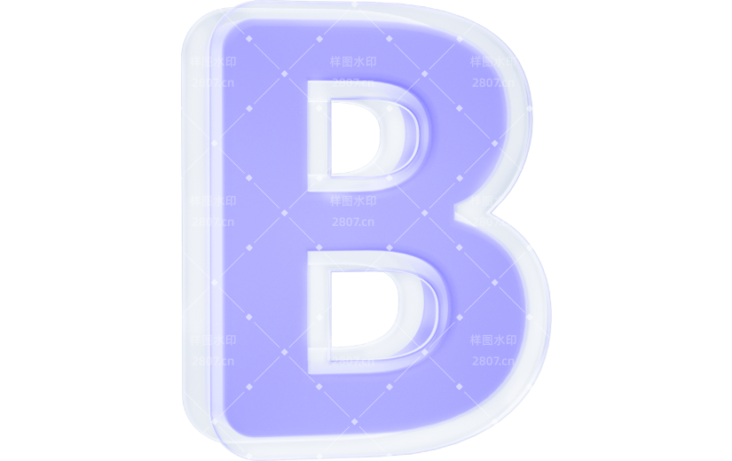 元素 C4D3D立体磨砂玻璃半透明字母B