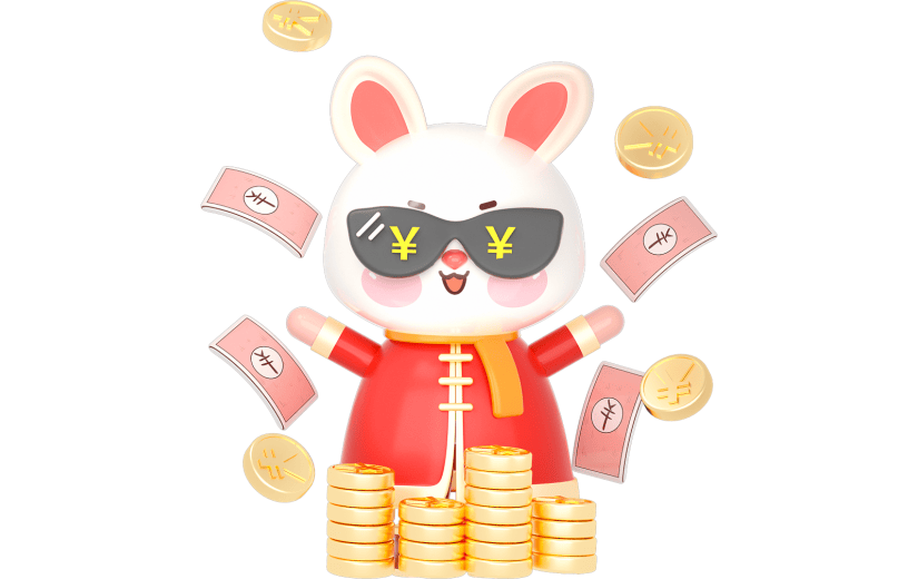 C4D小兔子新年升职加薪3D元素