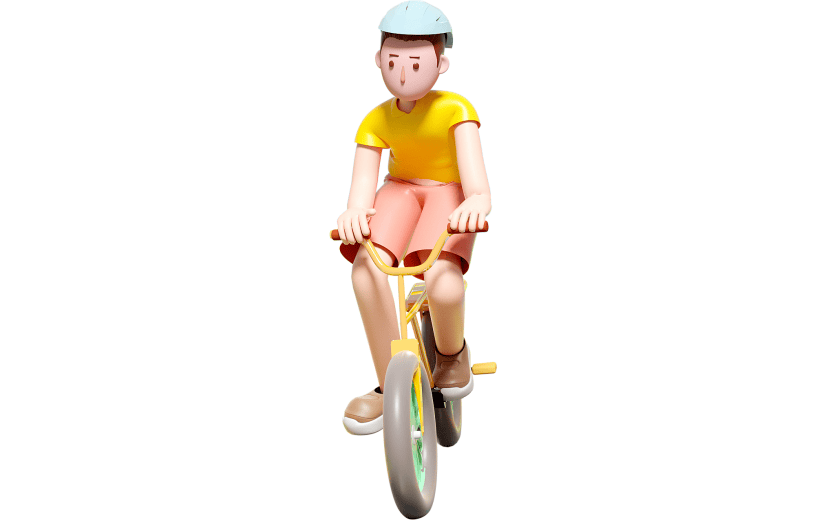 清新简约风骑行日3D元素