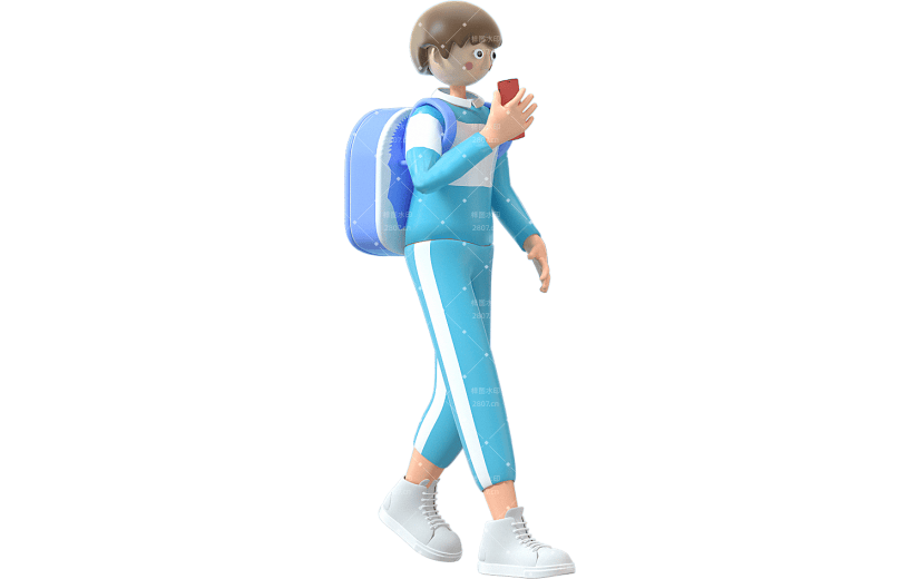C4D男生学生背着包的男生3D元素