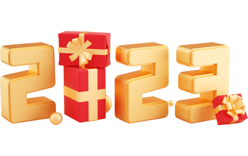 元素C4D立体红金质感2023礼包艺术字