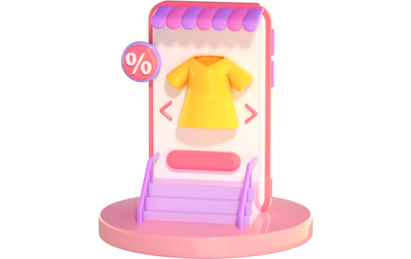 3D立体卡通创意手机网购促销活动服饰商店元素