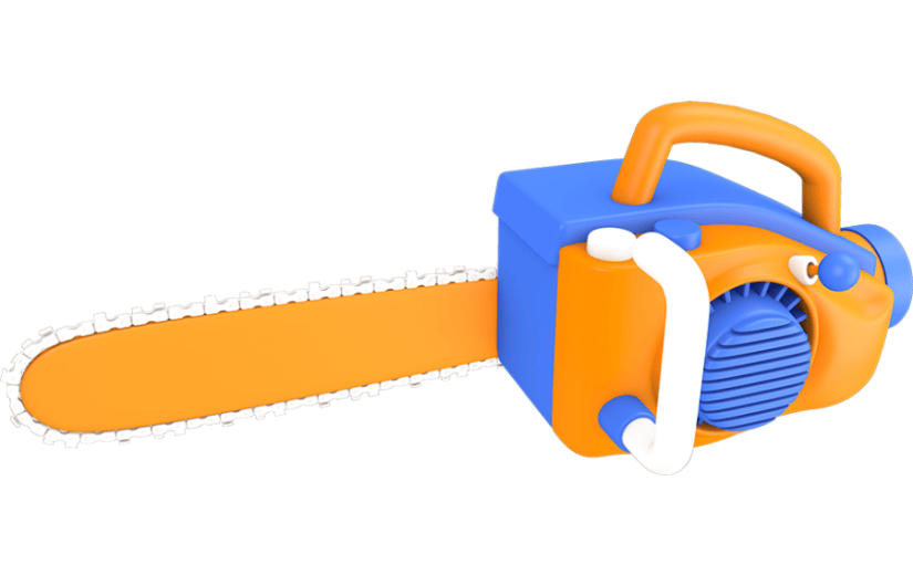 元素C4D立体电器电锯砍树