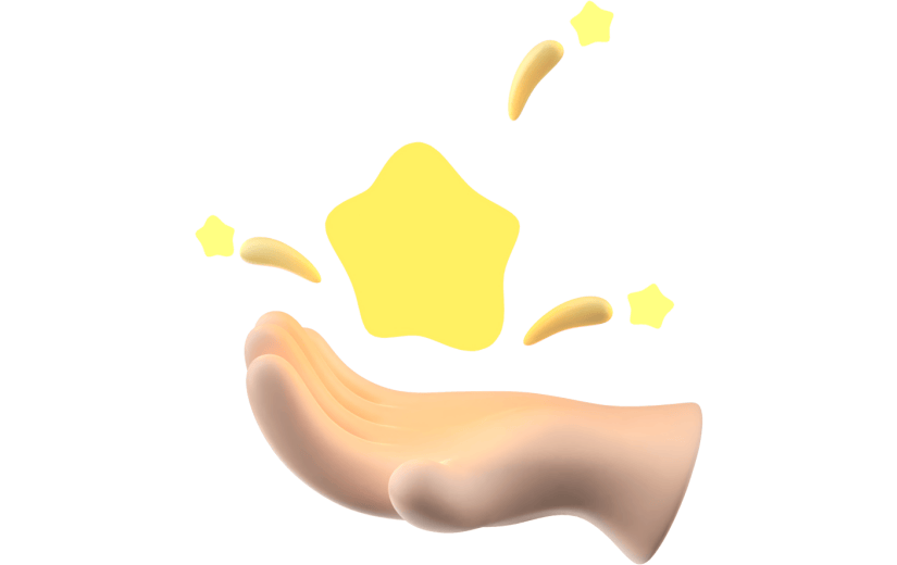 元素3D立体手上发光星星