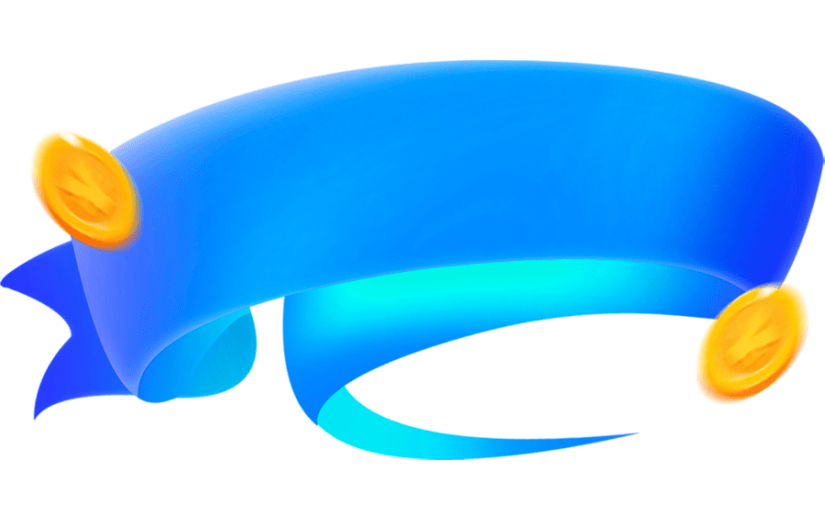 C4D蓝色飘带金币标题框3D元素
