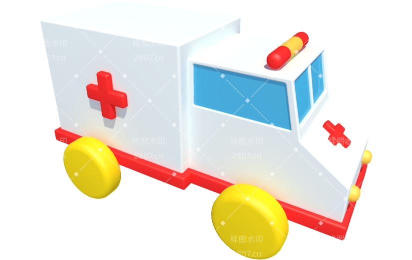 元素卡通3D救护车