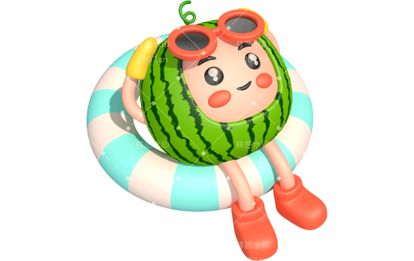 元素卡通3D拟态西瓜人物