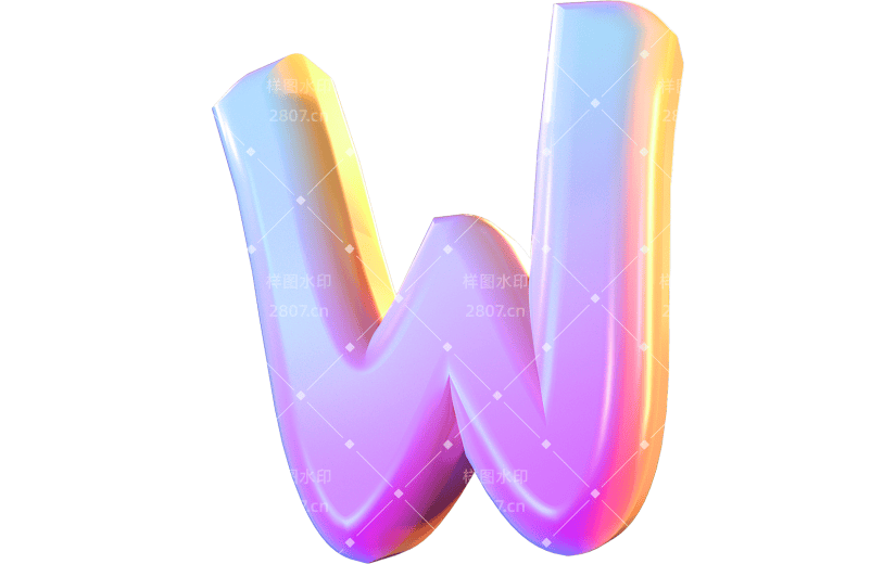 渐变风字母W立体3D元素