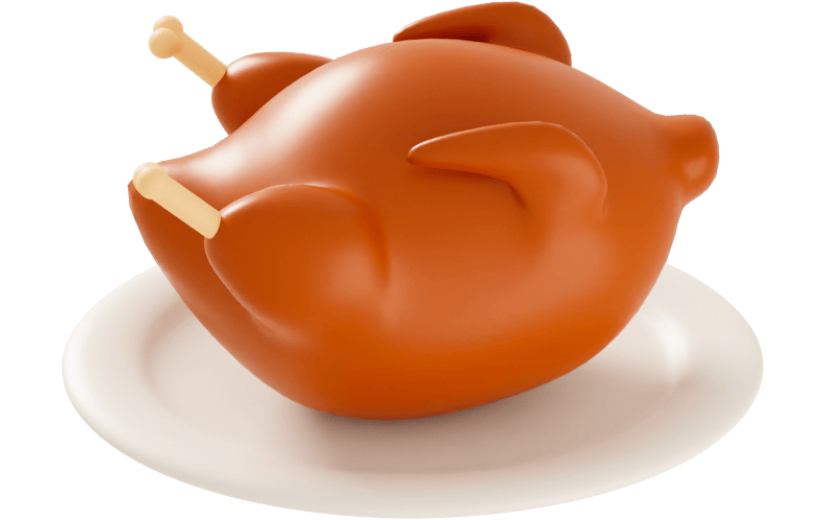 元素3D卡通感恩节食物烤火鸡