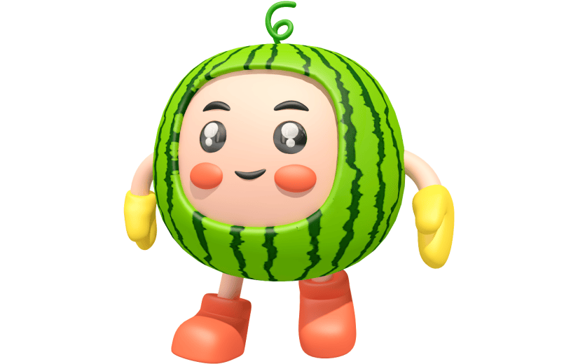 元素卡通3D拟态西瓜人物