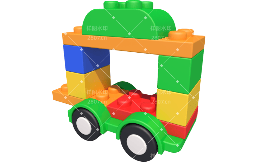 元素卡通3D儿童玩具乐高小车