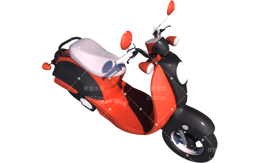 C4D红色简约电瓶车3d渲染元素